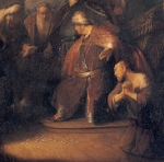 detail van Rembrandt - Judas repentent